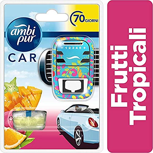 AMBI PUR Frutas Tropicales Difusor Y Fragancia para Ambientador De Clip para Coche 7 ml