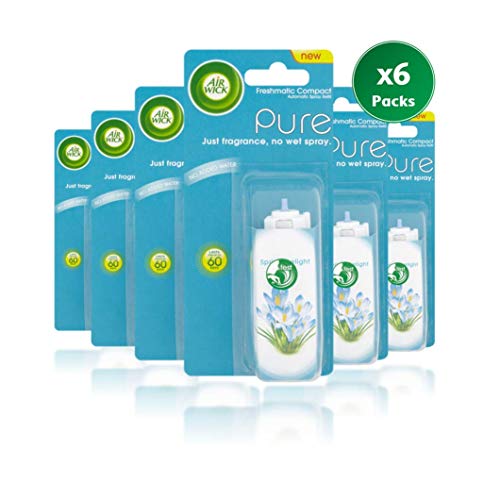 Ambientador Airwick Freshmatic Pure Compact, repuesto de autorreza, aroma a primavera, 24 ml, paquete de 6