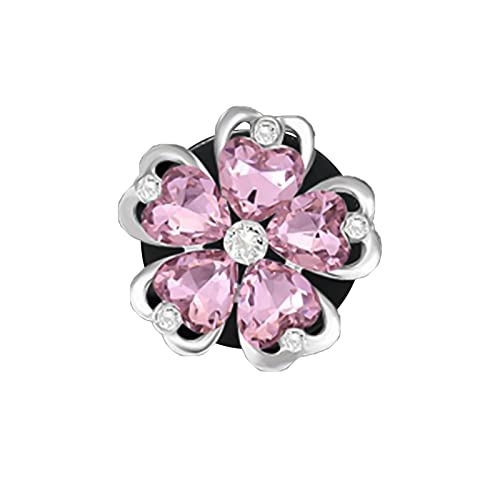 Ambientador Creativo para Coche Clip De Aromaterapia para Coche Forma De Flor De Cinco Hojas Buen Olor Faux Crystal Auto Aire Acondicionado Ventilación Clip De Perfume para Coche Rosa