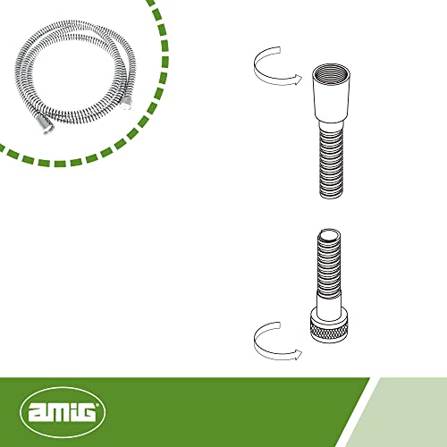 Amig - Flexo de Ducha Universal Mod.9903 de PVC Reforzado Cromado | Longitud: 1,75 m | Manguera Larga para Duchas Empotradas o Bañeras | Ligero y Resistente