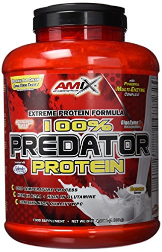 AMIX, Proteínas para Aumentar Masa Muscular con Sabor Plátano, Predator en Formato Bote de 2 Kg, Ayuda al Crecimiento Muscular, Libre de Aspartamo, Ideal para Batidos de Proteínas