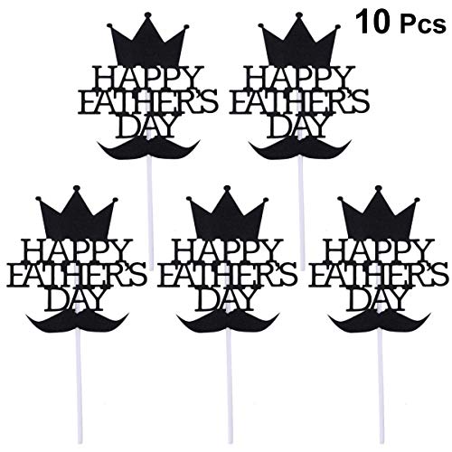 Amosfun 10 Unidades Feliz Padre, día Pastel, Toppers de Papel, Barba Pastel, Topper, día del Padre, cumpleaños, Festival, decoración (Corona)