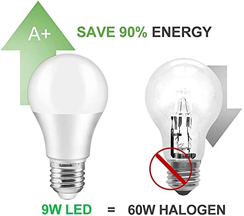 Ampoule LED E27, YSL 9W 800 lumen Ampoule LED E27, remplacement 60W halogène, blanc chaud (3000K), ampoules A60, 10 pièces