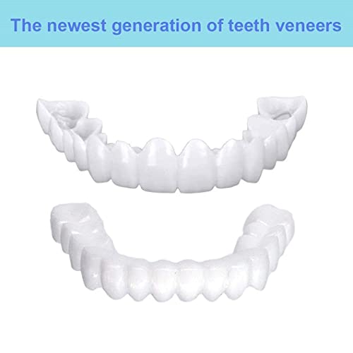 AMPQON Dientes Dentadura Sonrisa Diente Falso Carillas instantáneas Dentaduras Dientes Relleno Temporal cosmético Kits de blanqueamiento Kit de Relleno de Dientes Permanente (Superior + Inferior) Un