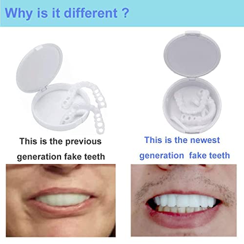 AMPQON Dientes Dentadura Sonrisa Diente Falso Carillas instantáneas Dentaduras Dientes Relleno Temporal cosmético Kits de blanqueamiento Kit de Relleno de Dientes Permanente (Superior + Inferior) Un