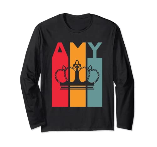 Amy - Idea de regalo para niñas y mujeres, estilo retro, con nombre de Amy Manga Larga