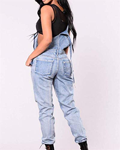 Anaisy Pantalones Vaqueros De Las Mujeres Jumpsuit Bib Pantalones Monos Delgados Agujeros Cher Denim Joven Pantalones Vaqueros Ocasionales Jumpsuit Women (Color : # Rosa, Size : 3XL)
