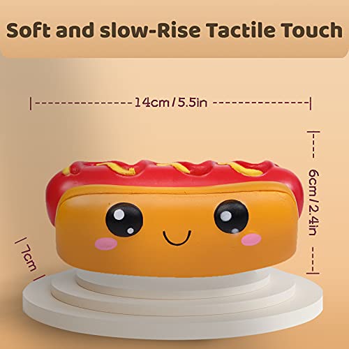 Anboor 4 Piezas Squishies Hot Dog Cake Pan Donut Kawaii perfumado Suave Lento Aumento Squeeze Alivio del estrés niños Juguete