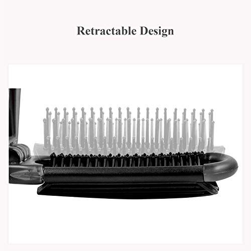 Ancable - Cepillo plegable para el pelo con espejo, tamaño compacto para viaje, coche, gimnasio, bolso, color negro.