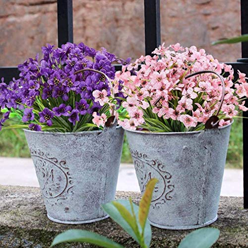 Ancokig Flores Artificiales de Color Violeta para Exteriores, Resistentes a los Rayos UV, 6 Unidades, no se decoloran, Plantas de plástico sintético, decoración del hogar (púrpura)