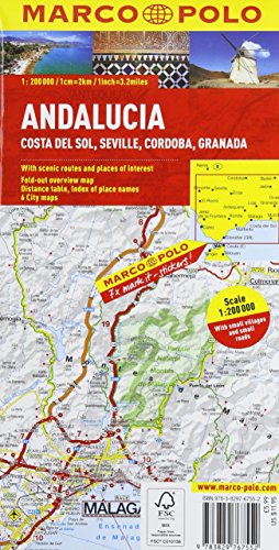 Andalusia, Costa Del Sol, Seville, Cordoba, Granada Marco Polo Map
