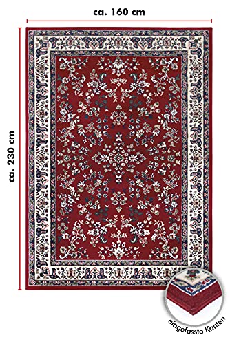 andiamo alfombra oriental clásica, alfombra persa – patrón oriental, alfombra tejida, alfombra de pelo corto – 160x230 cm rojo