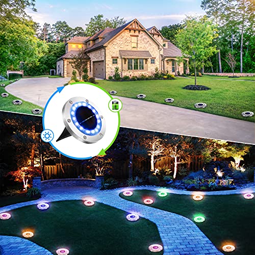 aneeway RGB Luces Exterior Solar 16 Leds Tierra Luz Lámparas Solares 6 Piezas Jardin Multicolor Decoracion para Calzada Césped Junto a la Piscin