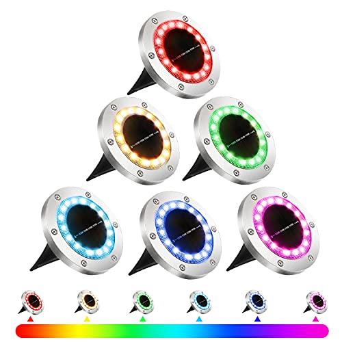 aneeway RGB Luces Exterior Solar 16 Leds Tierra Luz Lámparas Solares 6 Piezas Jardin Multicolor Decoracion para Calzada Césped Junto a la Piscin