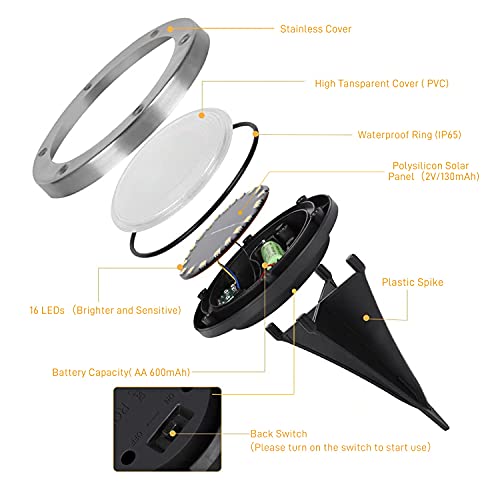 aneeway RGB Luces Exterior Solar 16 Leds Tierra Luz Lámparas Solares 6 Piezas Jardin Multicolor Decoracion para Calzada Césped Junto a la Piscin