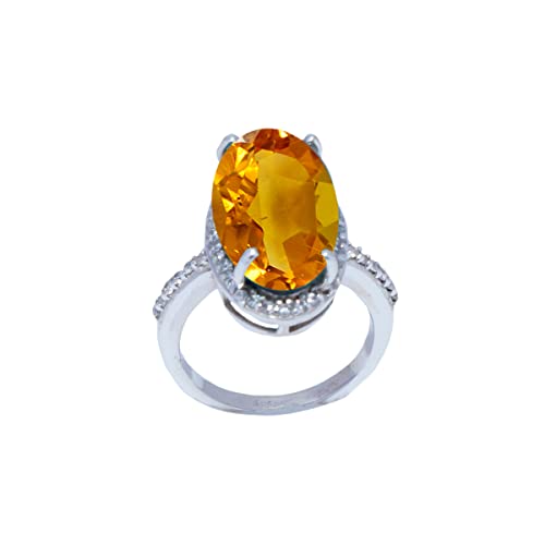Anillo de plata de ley 925 de citrino amarillo facetado de piedras preciosas naturales - joyería más vendida tiendas regalo para amigos anillo más alto -SR2-CIT-FC-1123-h uk, Piedra, Citrine
