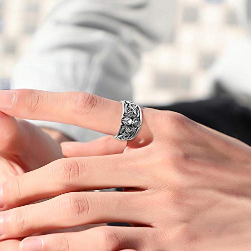Anillo gótico vikingo Hallow Out Anillos de zorro de dibujos animados Anillos de color plateado vintage para hombres Mujeres Retro Punk Hip Hop Party Night Club Ring Joyas Regalos