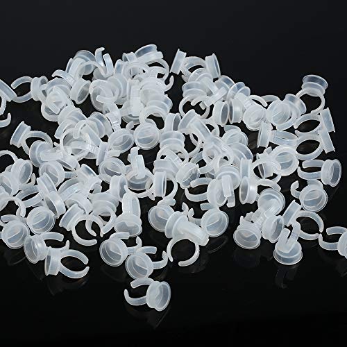 Anillos de la taza de tinta del tatuaje, 100/200/500 unids profesional desechable de la ceja del arte del clavo anillos pigmento titular de la herramienta de contenedor de gran tamaño(WHITE 200PCS)
