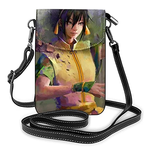 Anime Avatar Legend Korra - Bolso bandolera de piel con ranuras para tarjetas de crédito para mujer