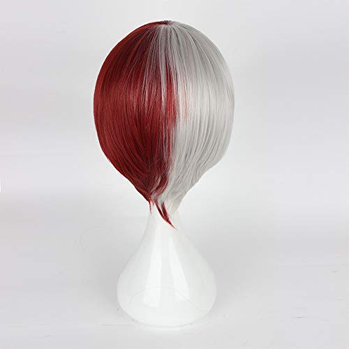 Anime Cosplay Peluca Corto Plata-Rojo Sintéticas de Mujeres Hombres Peluca My Hero Academia Shoto Todoroki Cosplay Disfraces Halloween Party