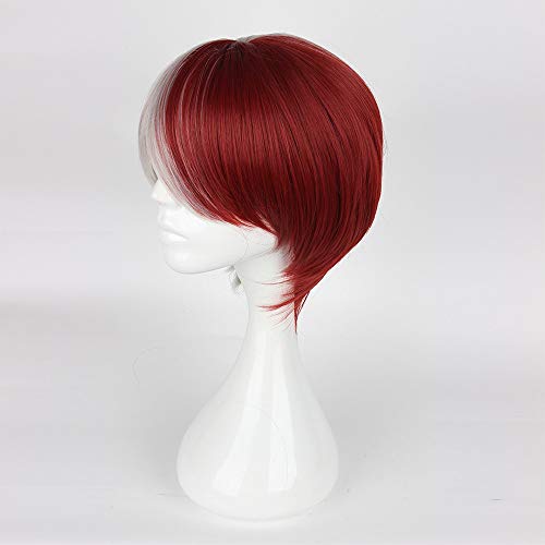 Anime Cosplay Peluca Corto Plata-Rojo Sintéticas de Mujeres Hombres Peluca My Hero Academia Shoto Todoroki Cosplay Disfraces Halloween Party
