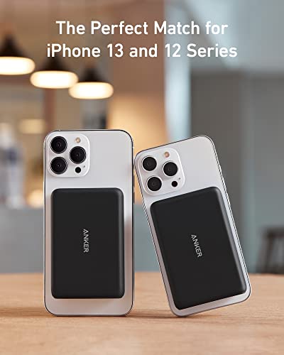 Anker 521 Batería Externa Magnética (PowerCore Magnetic 5K), Powerbank inalámbrica portátil con 5.000mAh y Cable de Carga USB-C, Compatible con iPhone 13 Serie/iPhone 12 Serie