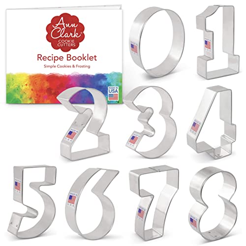 Ann Clark Cookie Cutters Juego de 9 cortadores de galletas números con libro de recetas