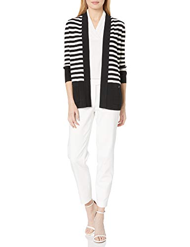 Anne Klein C¨¢rdigan de bolsillo Malibu de 2 mujeres de Anne Klein, negro / blanco, XS