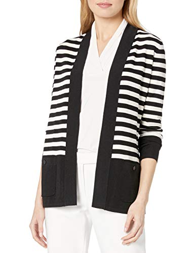 Anne Klein C¨¢rdigan de bolsillo Malibu de 2 mujeres de Anne Klein, negro / blanco, XS