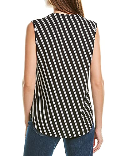 Anne Klein Women's Printed Sleeveless Split Neck BLS, Anne Black/White, S