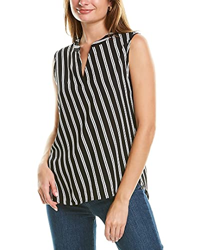 Anne Klein Women's Printed Sleeveless Split Neck BLS, Anne Black/White, S