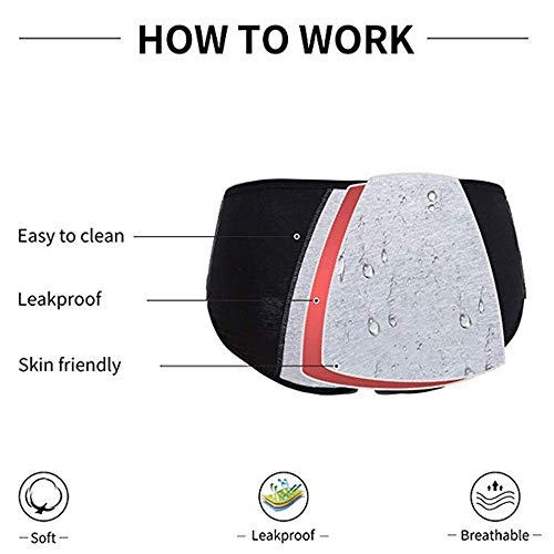 Anntry Ropa Interior para Mujer, Ropa Interior para el período Menstrual para Mujeres, Bragas de algodón para niñas, Bragas cómodas y fáciles de Limpiar (L, Estilo3)