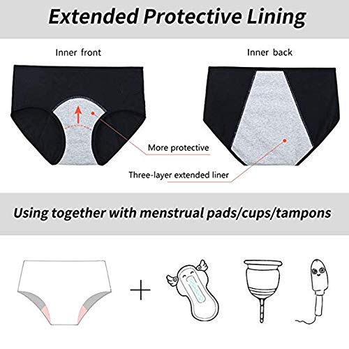 Anntry Ropa Interior para Mujer, Ropa Interior para el período Menstrual para Mujeres, Bragas de algodón para niñas, Bragas cómodas y fáciles de Limpiar (L, Estilo3)