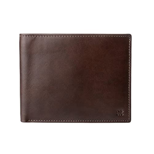 Antica Toscana Cartera Hombre de Verdadera Piel Italiana con 9 Bolsillos para Tarjetas y 2 para Billetes Castaño