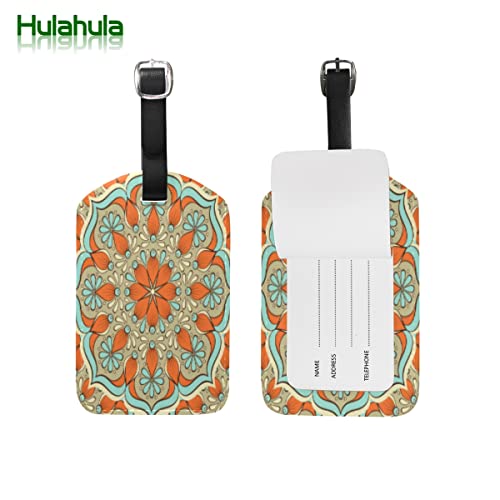 Antiguo Oriental Floral Retro Viaje Etiqueta del Equipaje con la Tarjeta de la ID del Nombre Etiquetas de la Maleta para Niños Niñas(3PACK)