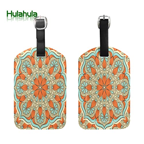 Antiguo Oriental Floral Retro Viaje Etiqueta del Equipaje con la Tarjeta de la ID del Nombre Etiquetas de la Maleta para Niños Niñas(3PACK)