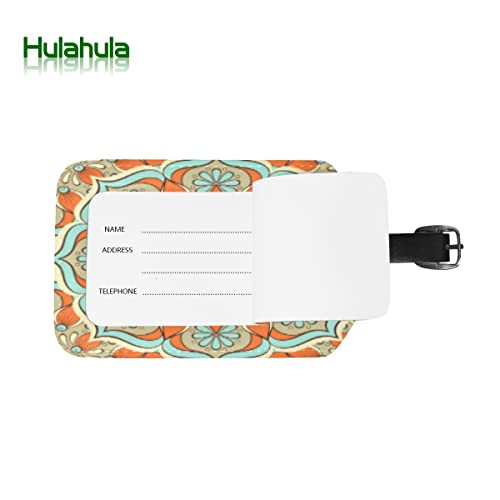 Antiguo Oriental Floral Retro Viaje Etiqueta del Equipaje con la Tarjeta de la ID del Nombre Etiquetas de la Maleta para Niños Niñas(3PACK)