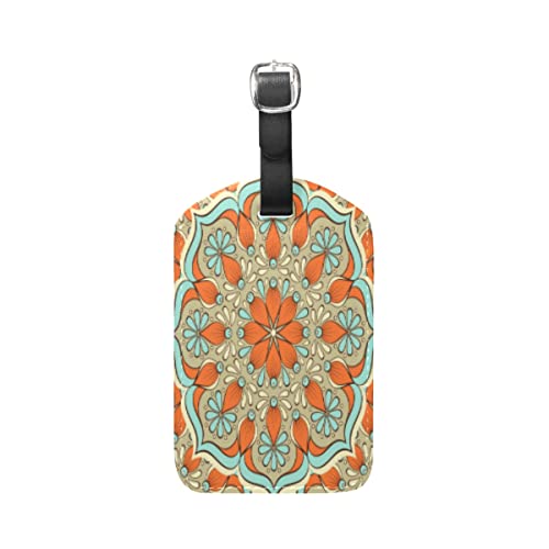 Antiguo Oriental Floral Retro Viaje Etiqueta del Equipaje con la Tarjeta de la ID del Nombre Etiquetas de la Maleta para Niños Niñas(3PACK)