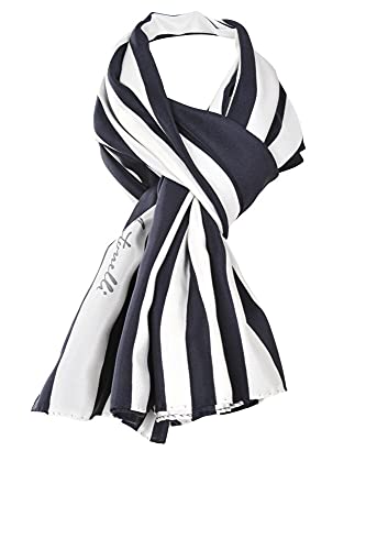 Antonelli Bufanda Schal Mujer Azul Oscuro Blanco A rayas seda 132 cm x 132 cm