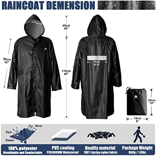 Anyoo Unisex Rain Coat Senderismo Impermeable Empaquetado Impermeable Largo