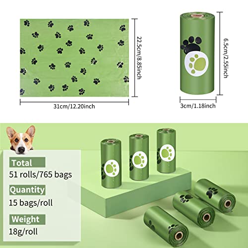 AOKEASE Bolsas Caca Perro, 765 PCS Bolsas Para Excrementos De Perros, Bolsas Perro Con Dispensador Bolsas Caca Perro, Núcleo De Papel Bolso Para Perros, Verde Bolsas, Accesorios Perros, Dog Poop Bag.