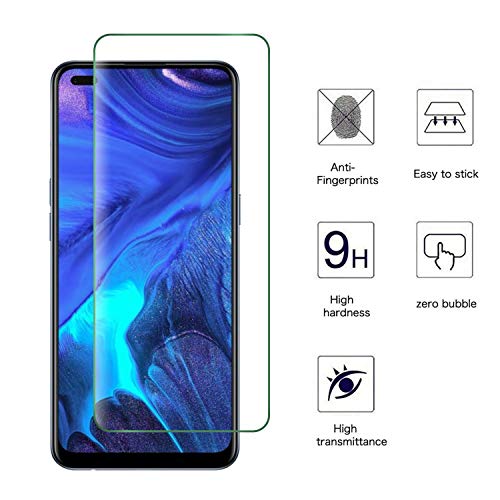 AOKUMA Protector de Pantalla para OPPO Reno 4, [2 Unidades] Cristal Templado para OPPO Reno 4 Fácil Instalación, Sin Burbujas, Alta Definicion, 9H Dureza, Anti-Arañazos