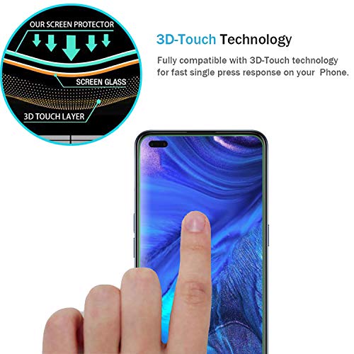 AOKUMA Protector de Pantalla para OPPO Reno 4, [2 Unidades] Cristal Templado para OPPO Reno 4 Fácil Instalación, Sin Burbujas, Alta Definicion, 9H Dureza, Anti-Arañazos