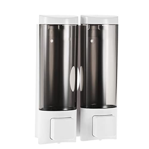 Aoresac Dispensador manual de jabón líquido de pared, doble champú de gel de ducha, dispensador de loción para cuarto de baño, baño, hotel, color blanco