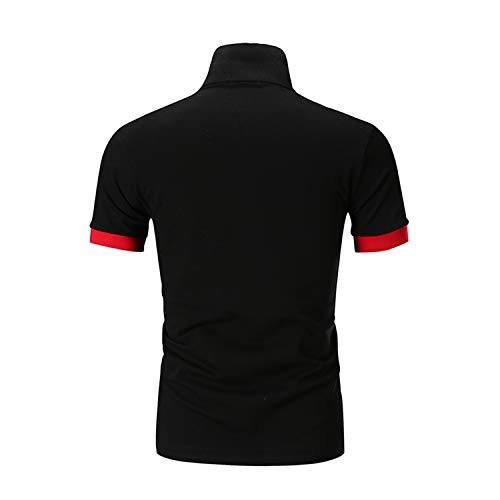 APAELEA Moda Bordado de Jirafa Clásico Camisas 100% Algodón Manga Corta Polos para Hombre,Negro,4XL