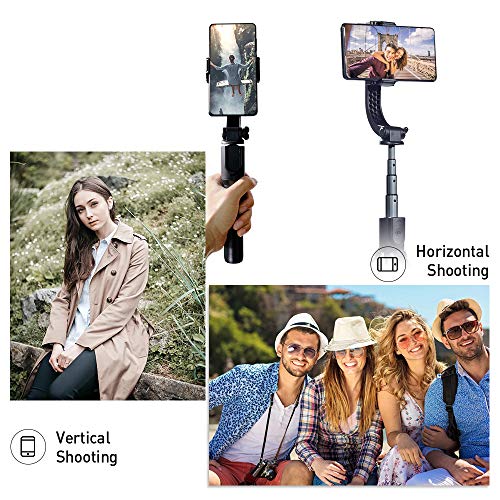 Apexel 1-Eje Plegable portátil Selfie Palo con Control inalámbrico de 10m, trípode antivibración, estabilizador de cardán de Equilibrio automático, Compatible para teléfonos Inteligentes iOS/Android.