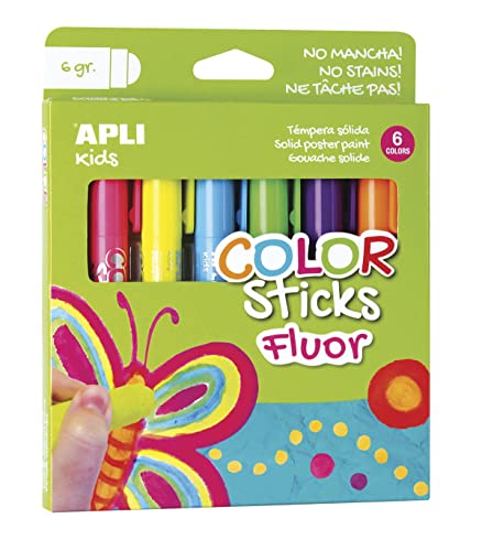 APLI Kids 14404 - Color Sticks fluorescente 6 g/6 u