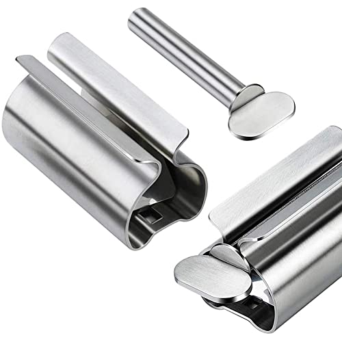 Apretadores de Tubos, 3 Piezas Exprimidor de Pasta de Dientes, Soporte para Asiento Pasta Dientes, Exprimidor de Pasta de Dientes, Dispensador Pasta Dientes Giratoria Acero Inoxidable, para Baño