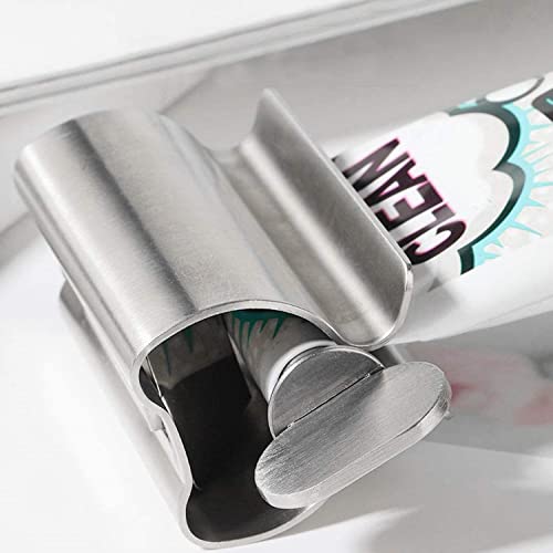 Apretadores de Tubos, 3 Piezas Exprimidor de Pasta de Dientes, Soporte para Asiento Pasta Dientes, Exprimidor de Pasta de Dientes, Dispensador Pasta Dientes Giratoria Acero Inoxidable, para Baño
