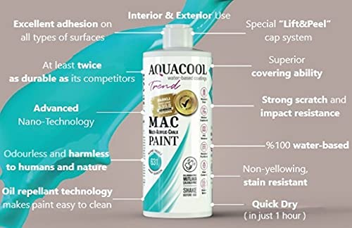 AquaCool Kumquat 331 - Pintura de secado rápido para interiores y exteriores con muebles, madera, plástico, vidrio, cerámica, piedra (1000 ml, Kumquat 331)